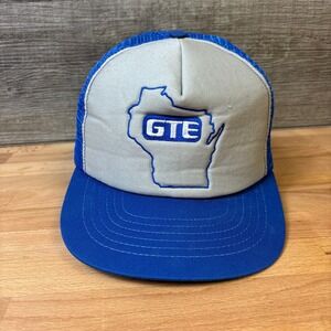GTE Hat Cap Snapback Gray‎ Blue Trucker General Telephones Electronics